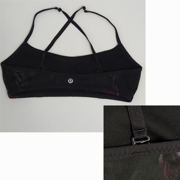 Lululemon Purple & Black Floral Midnight Iris Daily Sports Bra - Picture 7 of 8